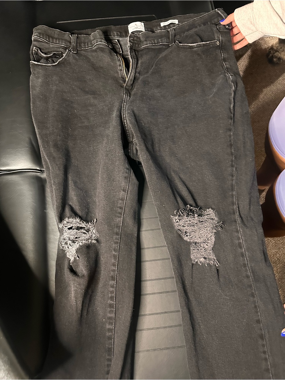 PLUS Denim Forum Faded Black Ripped Skinny Jeans